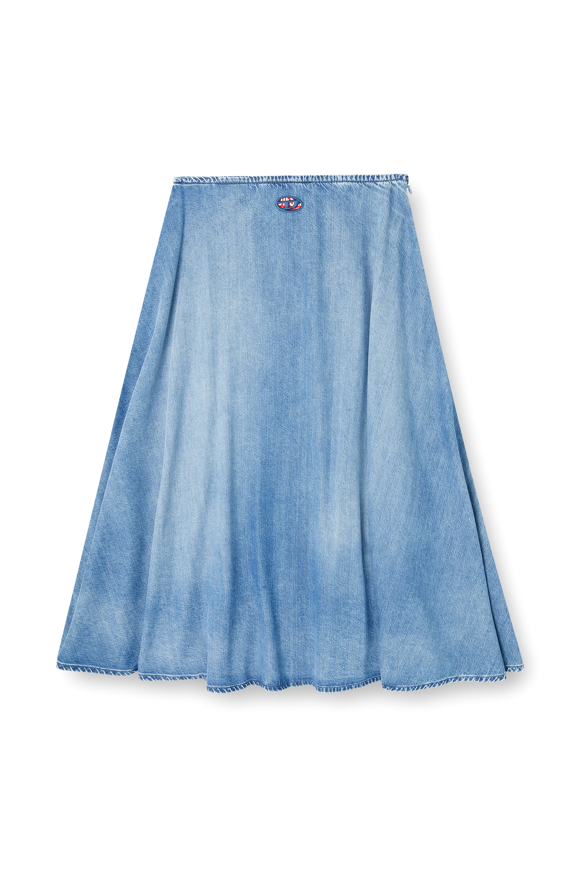 Diesel - DE-ANNIE-S3, Woman's Full skirt in fluid denim in Medium blue - 3
