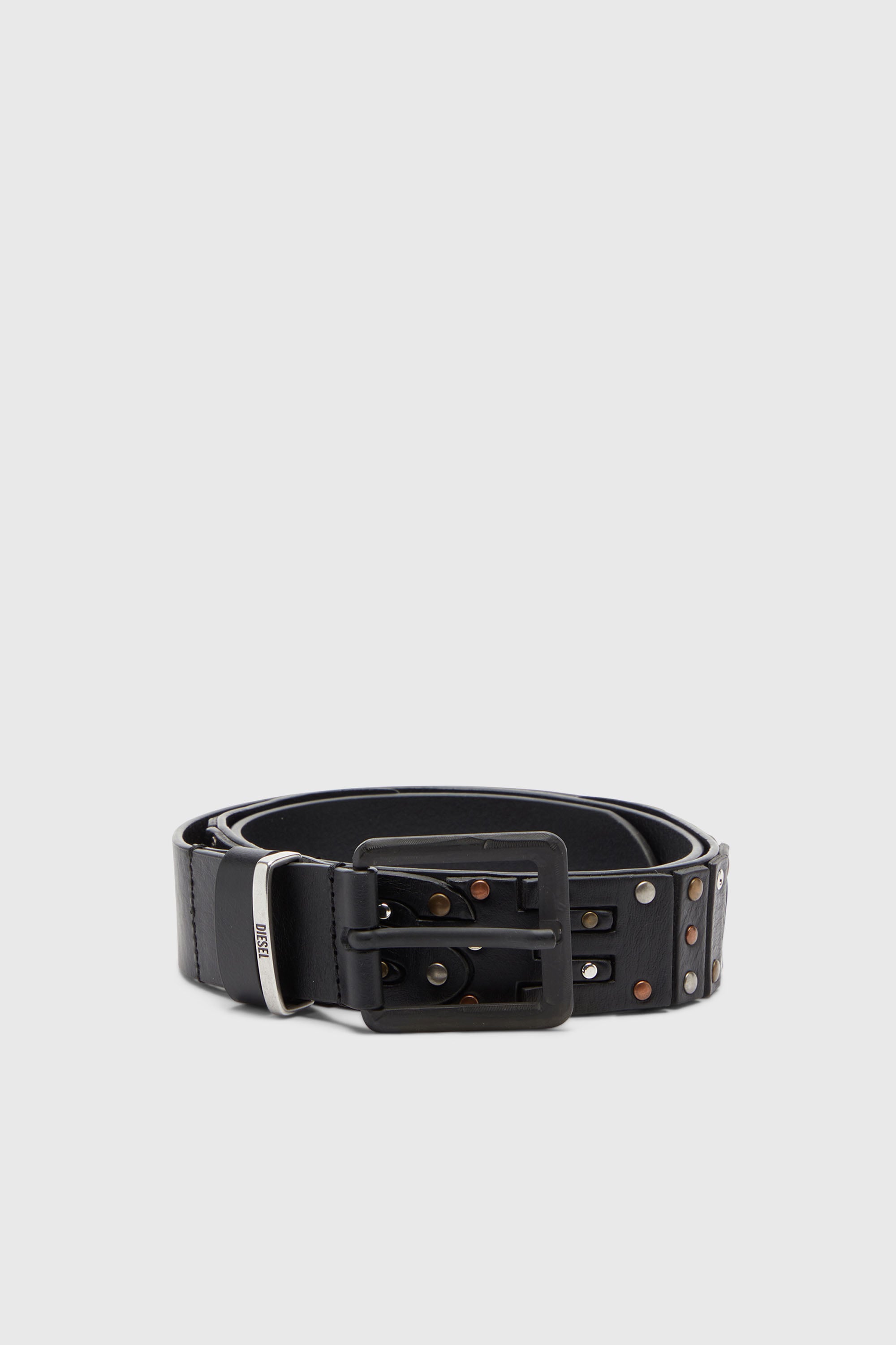 4cm leather belt with studs and rivets