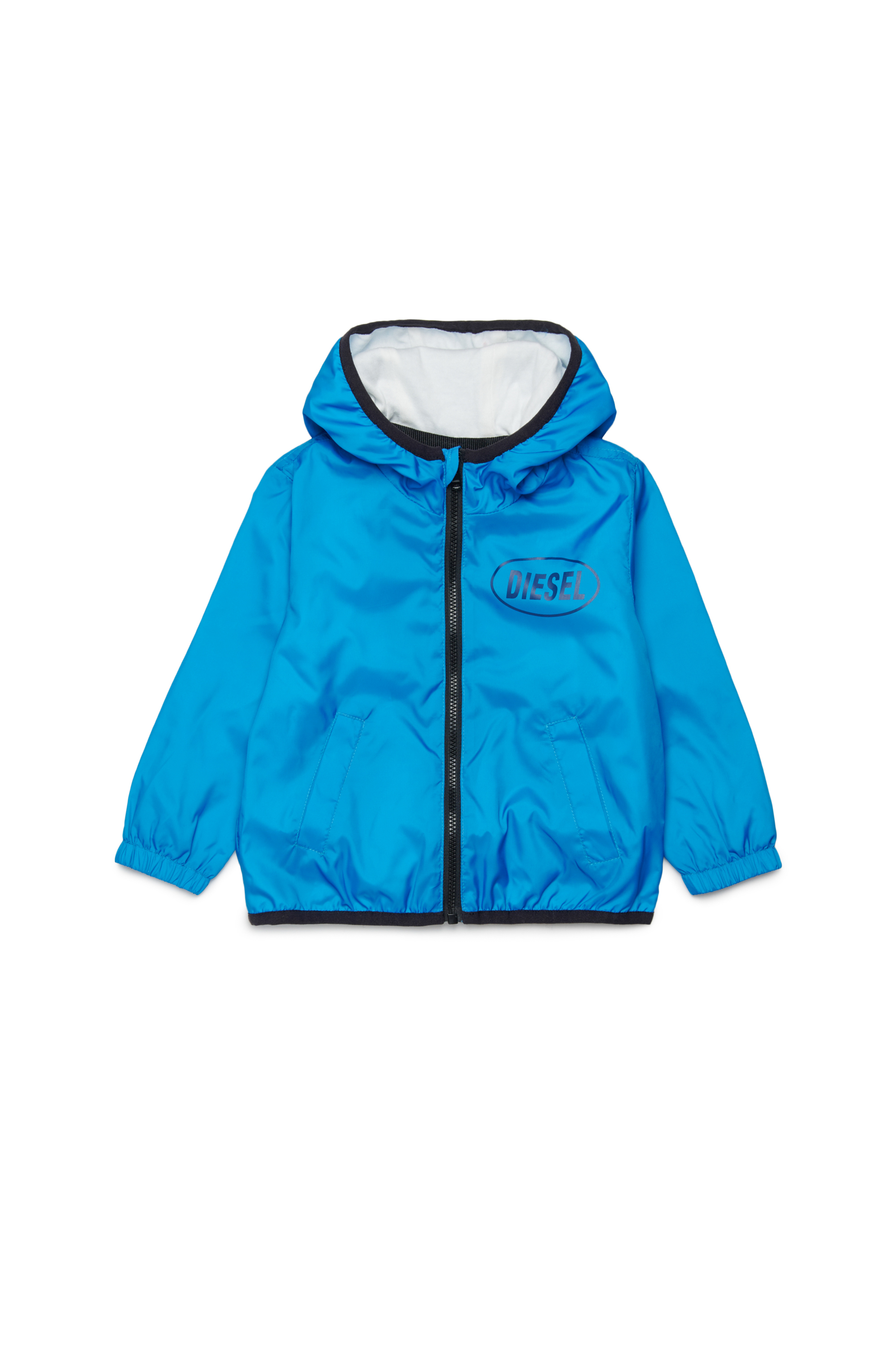 Diesel - JFLOGGYB, Unisex's Light jacket with hood and logo print in Blue - 1