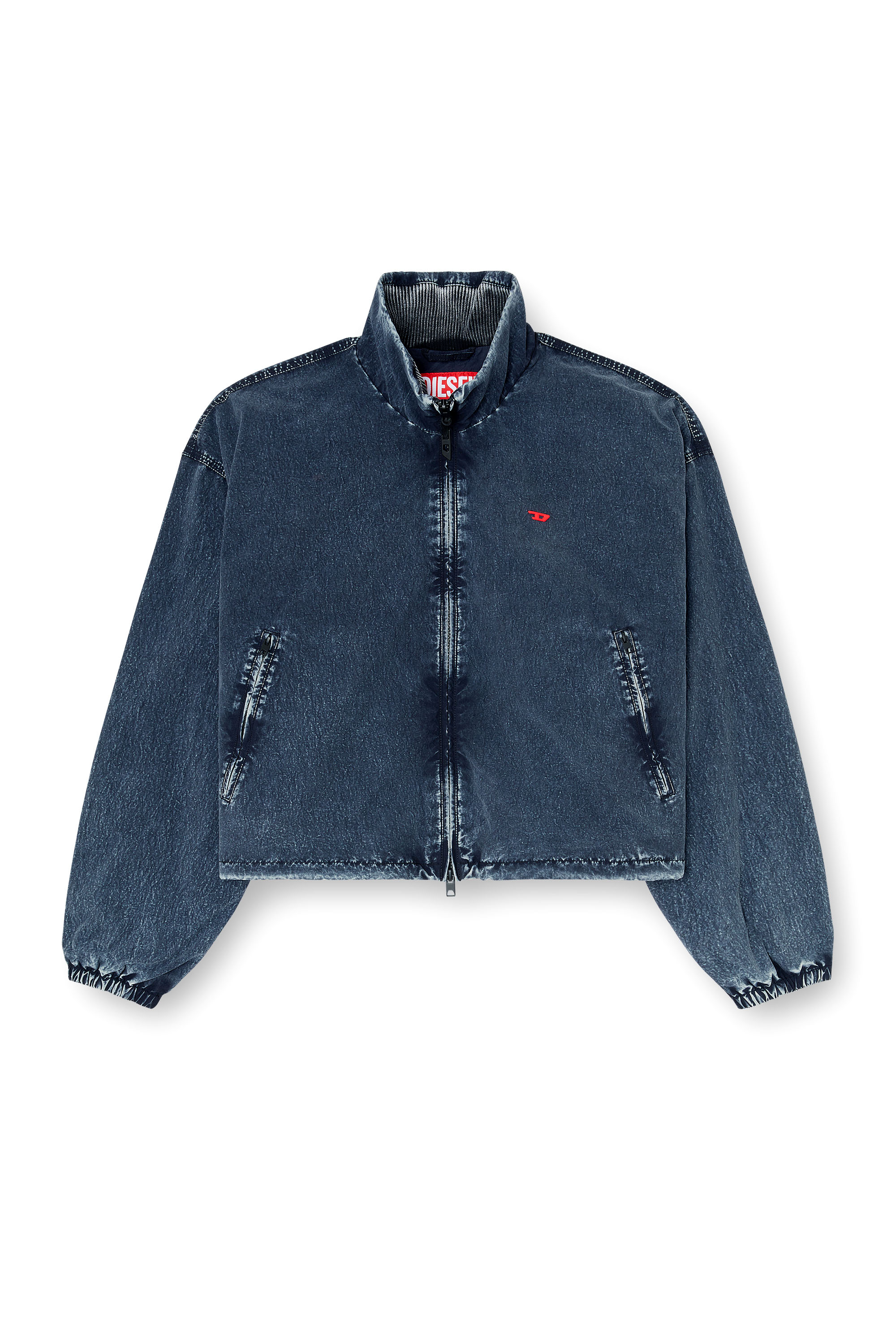 Diesel - G-LEAMER, Woman's Windbreaker jacket in acid-wash Taslan in Dark Blue - 2
