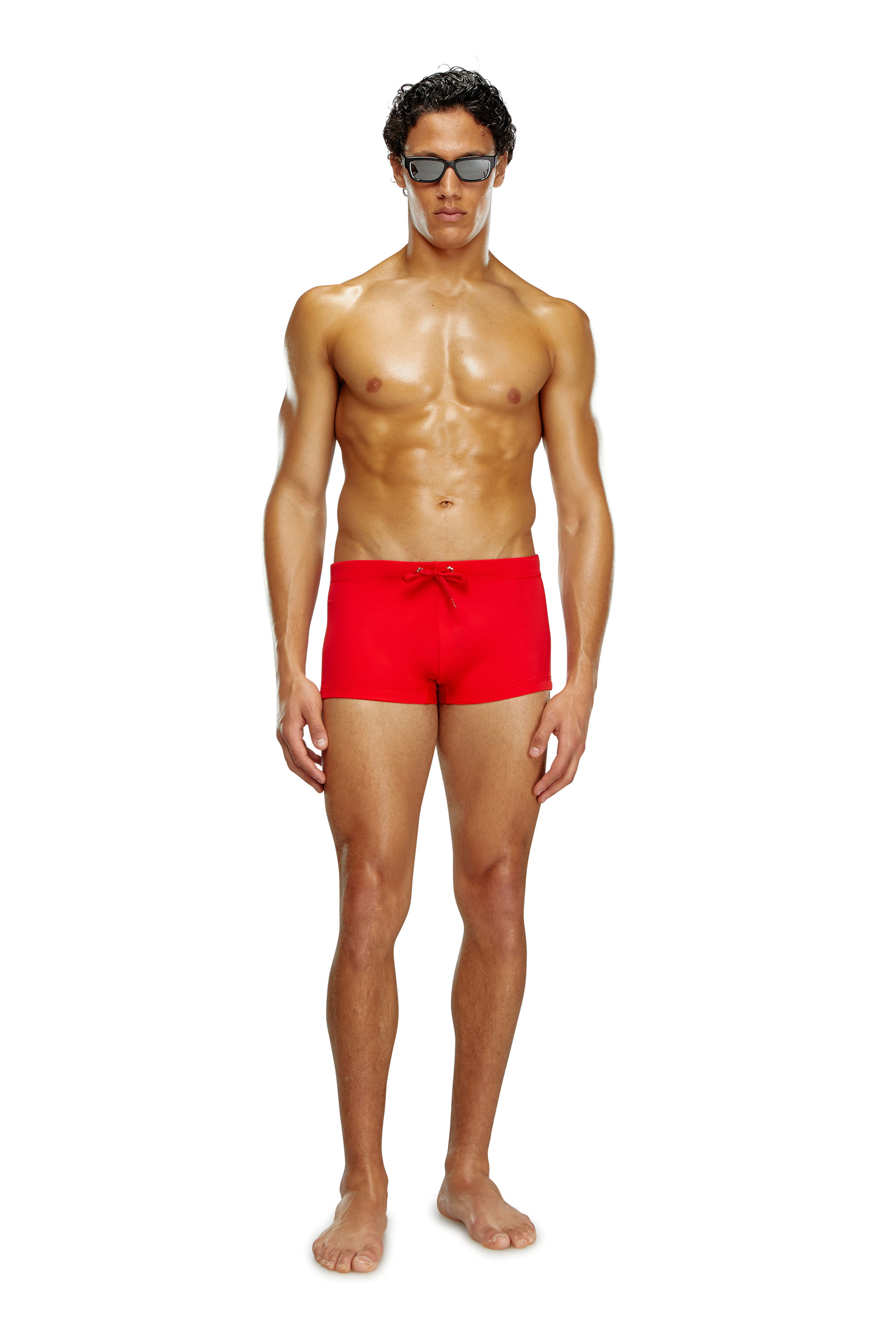 Diesel - BMBX-BRAD, Man Swim boxer briefs with rear logo print in Red - Image 1